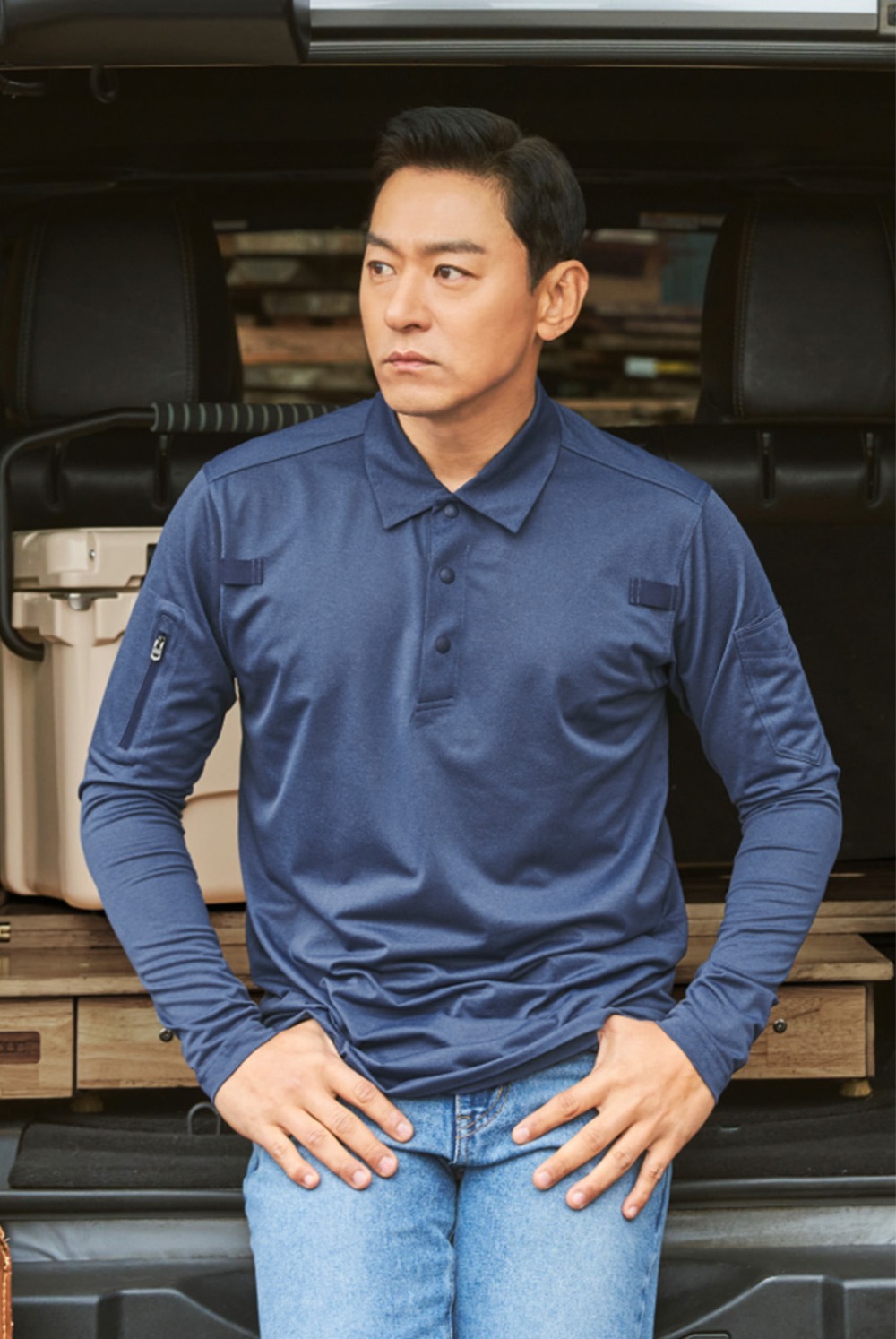 PR-01T 블루 카치온 긴팔 티셔츠